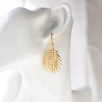 Gold Plated Palm Leaf Earrings, 8 of 9
