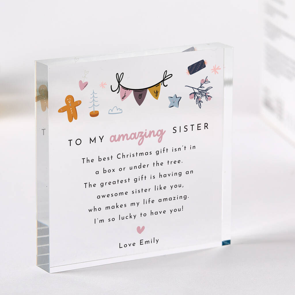 Personalised Acrylic Plaque Gift For Sister, 1 of 4