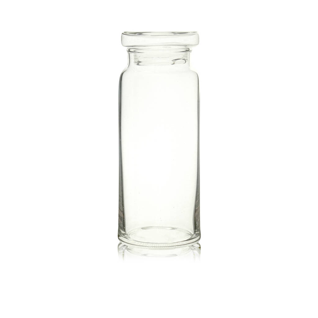 handblown glass milk jar with lid by huta