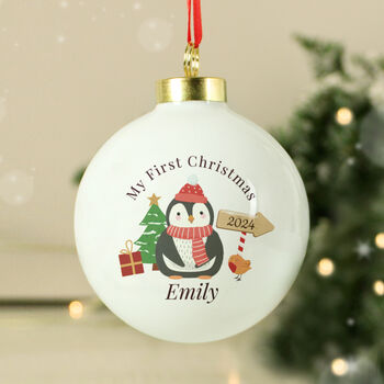 Personalised My 1st Christmas Penguin Bauble, 3 of 5