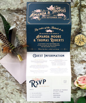 Lizzie 1920's Inspired Concertina Wedding Invitations, 3 of 4
