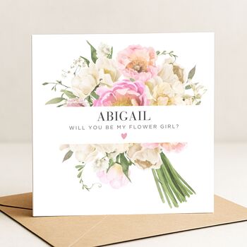 Will You Be My Flower Girl Floral Bouquet Card, 2 of 7