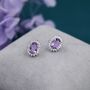 Genuine Amethyst Purple Crystal Stud Earrings, thumbnail 1 of 12
