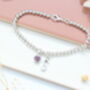 Personalised Initial And Birthstone Charm Bracelet, thumbnail 2 of 10