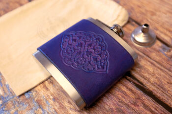 Hand Dyed Leather Flask 6oz, 5 of 12