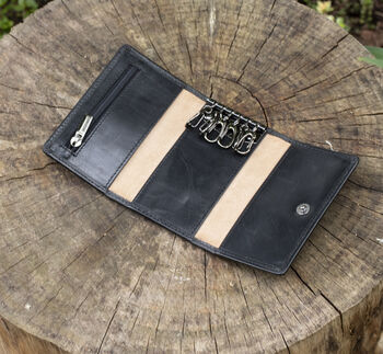 Personalised Luxury Black Leather Key Holder Wallet Gift Boxed, 6 of 7