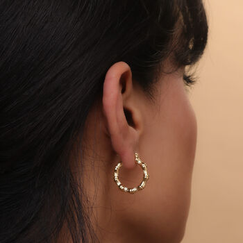 18 K Gold Filled Small Gold Bamboo Hoop Earrings, 2 of 6