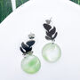 Transparent Light Green Silver Leaf Statement Earrings, thumbnail 3 of 12