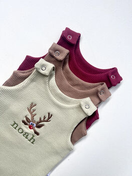 Personalised Baby Dungarees Romper | Embroidered, 4 of 12