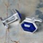 Lapis Lazuli Cufflinks Set In Sterling Silver, thumbnail 2 of 5