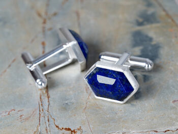 Lapis Lazuli Cufflinks Set In Sterling Silver, 2 of 5