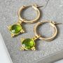 Peridot Gemstone Hoop Earrings In Gold Vermeil, thumbnail 1 of 4