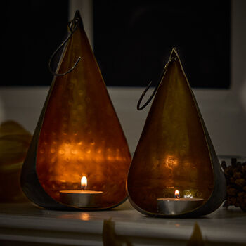 Set Of Two Brass Hanging Tea Light Holders, 2 of 8