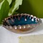 Handmade Teal And Gold Oval Pottery Soap Dish, thumbnail 1 of 7