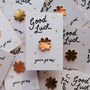 Lucky Clover Enamel Pin Badge | Good Luck Gift, thumbnail 1 of 2