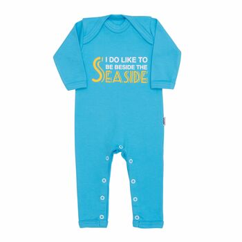 Cotton Babygrow, Seaside, New Baby Sleepsuit, Baby Gift Pink And Blue Available, 2 of 10