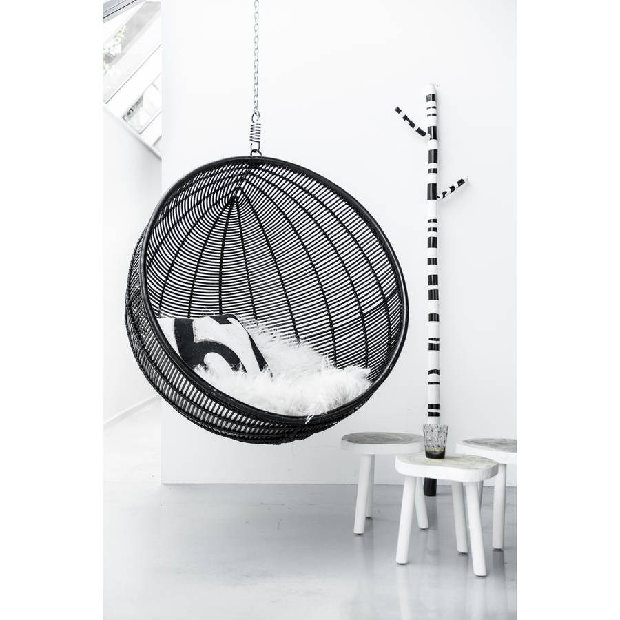 hanging rattan ball chair in two colours by out there interiors