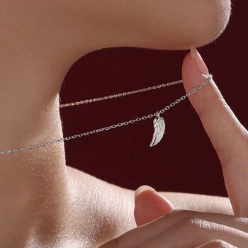 Tiny And Delicate Angel Wing Pendant Necklace, 2 of 11