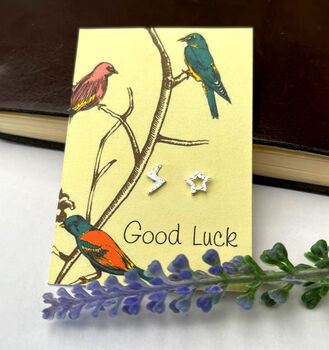 Sterling Silver Good Luck Lightning Bolt And Star Mismatched Earrings, 6 of 6
