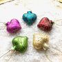 Set Of Five Glass Heart Baubles, thumbnail 1 of 4