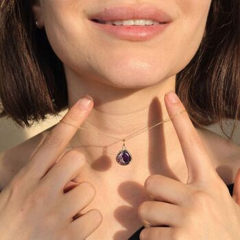 18k Gold Vermeil Plated Amethyst Birthstone Necklace, 4 of 4