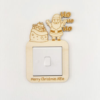 Personalised Santa Wood Light Switch Surround Childrens Bedroom Decor, 2 of 4