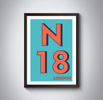 N18 Upper Edmonton London Postcode Typography Print, 3 of 10