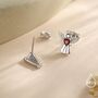 Mismatched Angel And Harp Stud Earrings In Sterling Silver, thumbnail 2 of 12