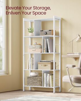 Five Tier Bookshelf Large Storage Shelf Bookcase, 6 of 12