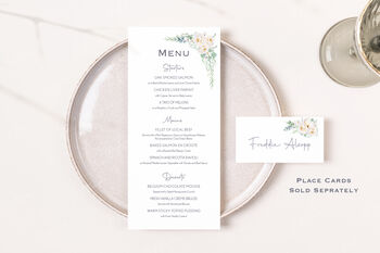 Wedding Menu Pastel Green And White Floral, 3 of 5