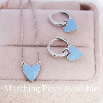 Sky Blue Enamel Heart Necklace In Sterling Silver, 5 of 9