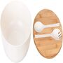 White Solid Bamboo Salad Wooden Bowl With Server Set, thumbnail 3 of 7