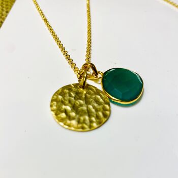 Green Onyx Gold Necklace With Pendant, 2 of 3