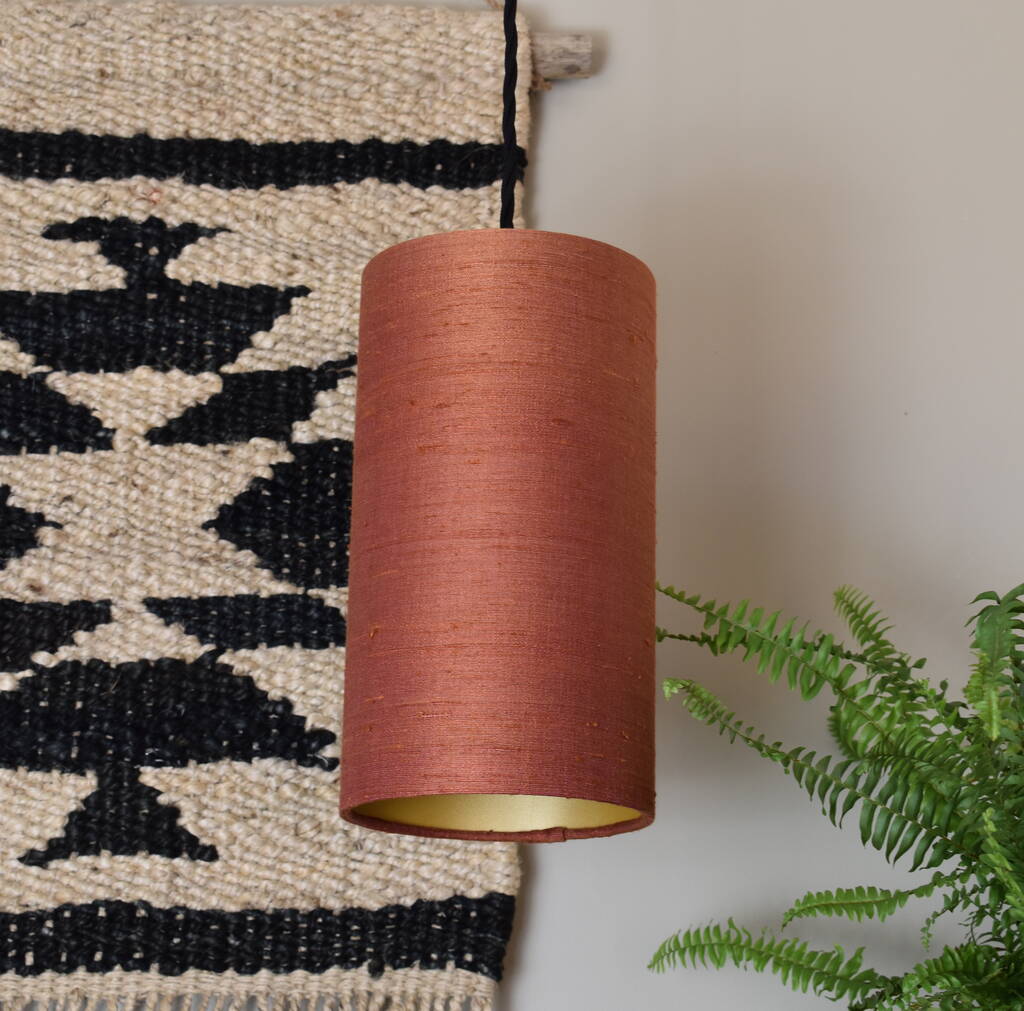 Silk Drum Lampshade With Gold Lining By iluminera