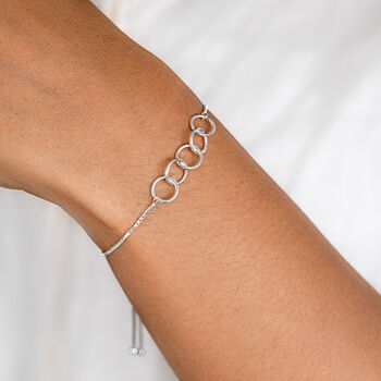 50th Birthday Linked Rings Sliding Silver Bracelet, 2 of 9