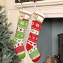 Christmas Joy Personalised Knitted Stockings, thumbnail 1 of 9