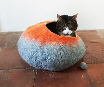 Two Tone Felt Cat Cave Bed And Ball, 2 of 7