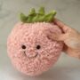 Plush Strawberry Soft Toy – Smiley Fruit Cuddly – Cute Gift For Kids, thumbnail 6 of 7