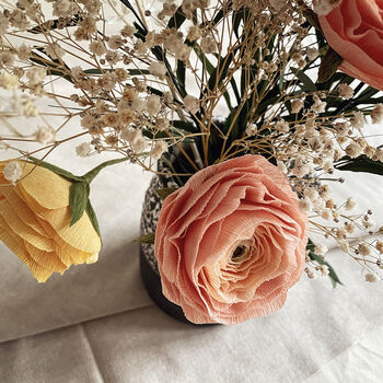 Paper Ranunculus Bouquet With Dried Foliage, 4 of 5