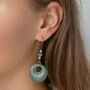 Antique Bronze And Turquoise Beaded Earrings, thumbnail 1 of 3