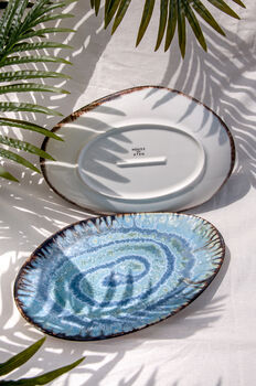 Turquoise Large Oval Serving Plate, 3 of 4