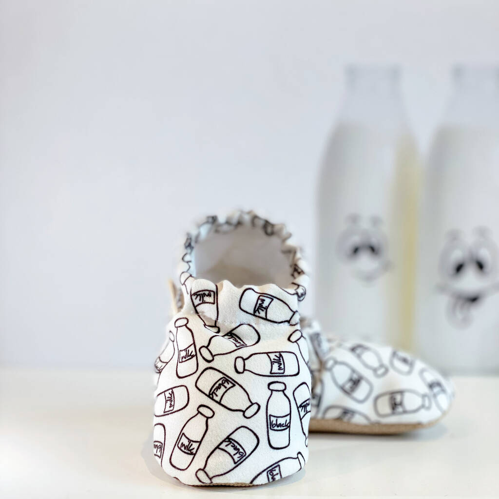 Milk + Black Cotton Slippers For Babies And Toddlers, 1 of 4