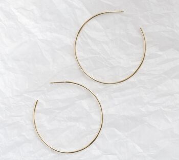 9ct Solid Gold Extra Large Delicate Hoop Earrings, 3 of 4