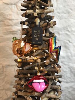 Black And Gold Gin Bottle Xmas Tree Decoration, 6 of 6