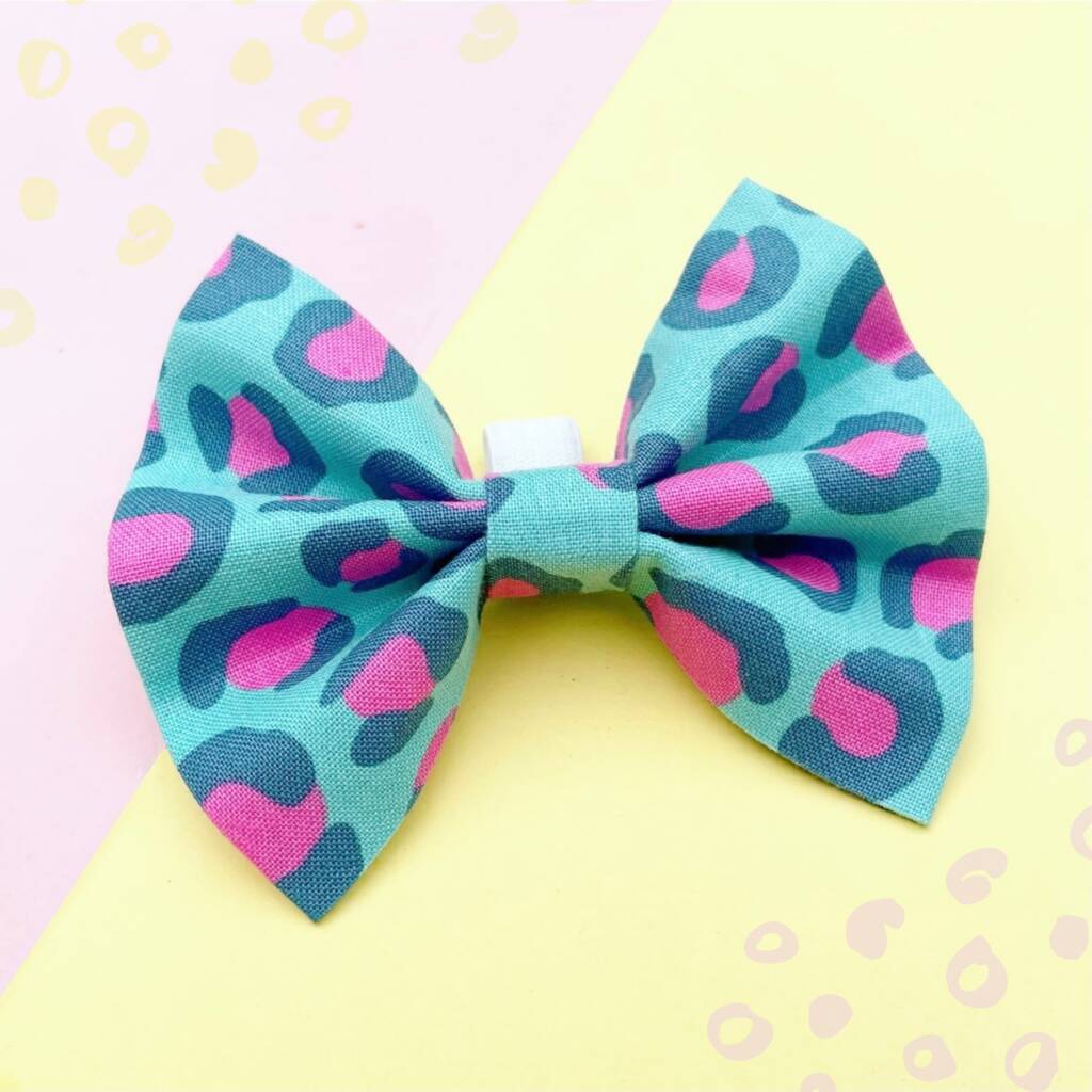 Mint Leopard Dog And Cat Bow Tie