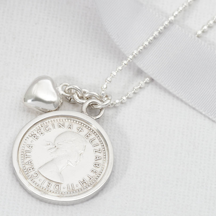 All The Luck And Love Sterling Silver Sixpence Necklace, 1 of 5