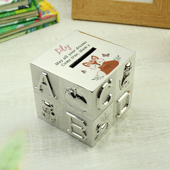 Personalised Woodland Fox Abc Money Box, 3 of 6