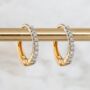 9ct Yellow Gold Diamond Huggie Hoop Earrings, thumbnail 1 of 9