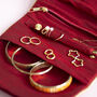Velvet ‘Joy’ Travel Jewellery Roll Maroon And Gold, thumbnail 4 of 4