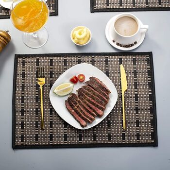 Set Of Six Black Bamboo Placemats, 3 of 7